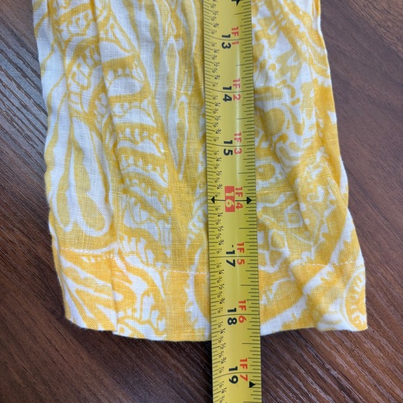 Chicos Linen Tunic Top Yellow White Paisley Print Sequins V Neck‎ Size 3/US 16 - Picture 12 of 14